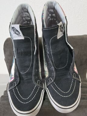 Vans Black High-Top Slip-On Sneakers with Floral Panels